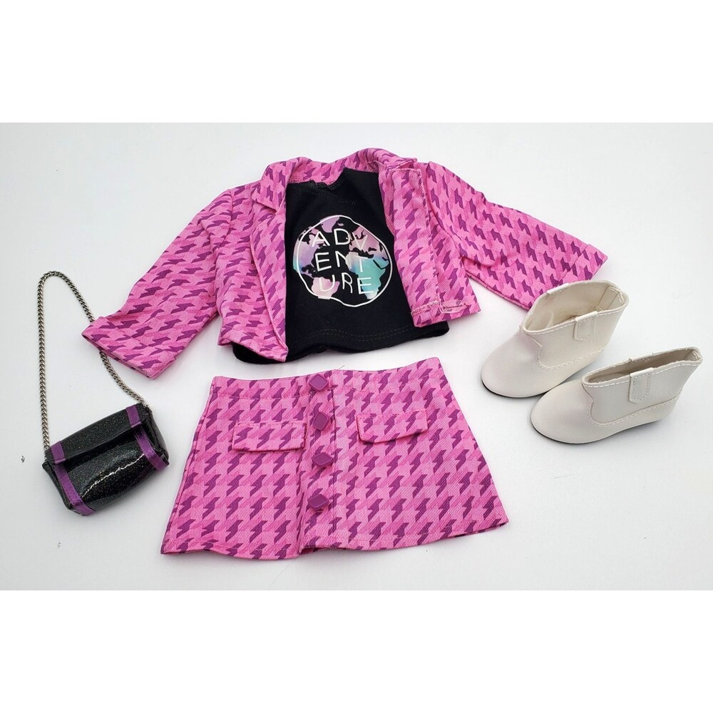 American Girl Doll Fun In The City Travel Outfit Pink Purple Black Purse Boots
